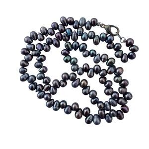 Vintage Tahitian Black Pearl Necklace Strand 18 inches